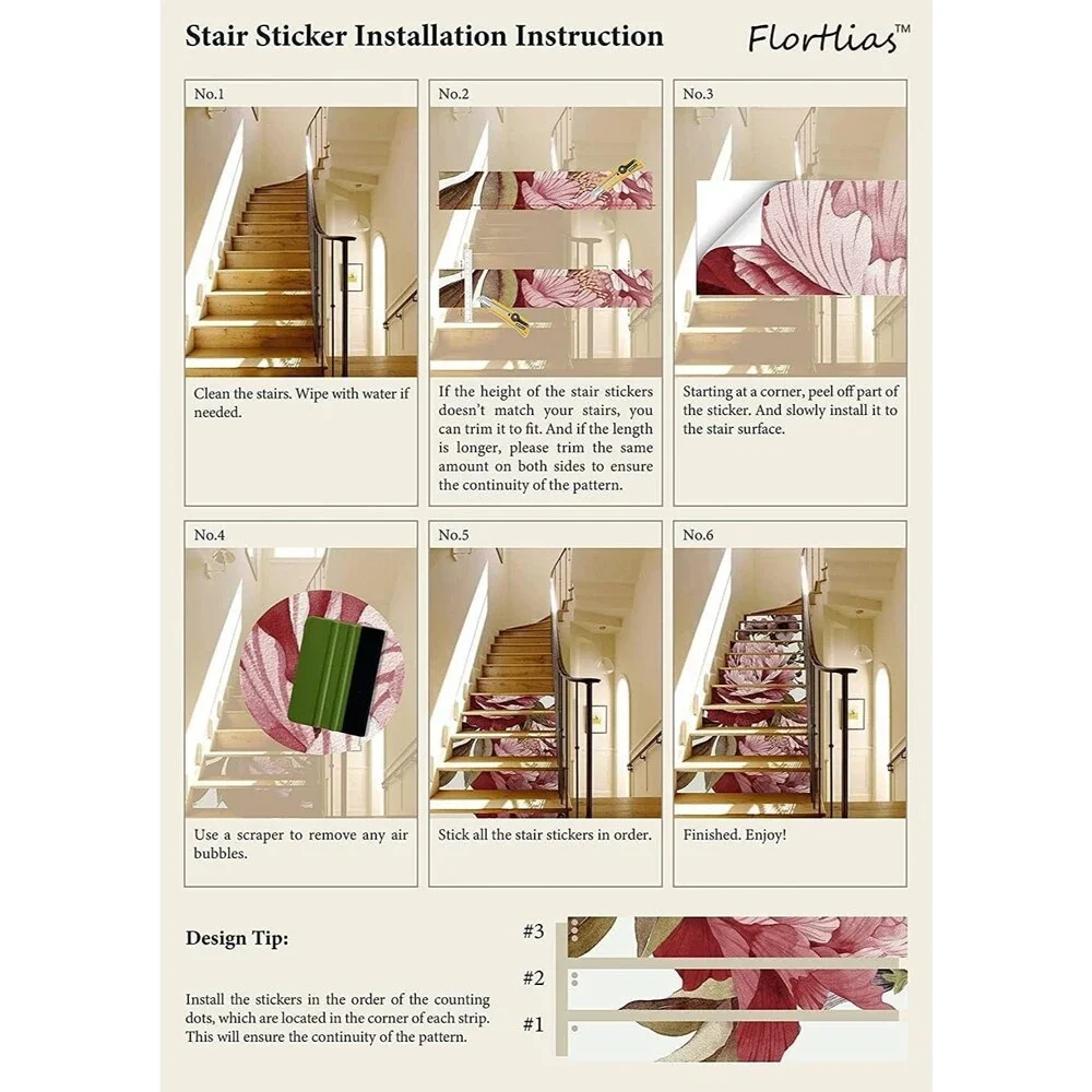 15 PCS Leather Textured Vinyl Peel and Stick Stair Riser Decals, 39.37